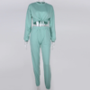 Sports Cropped Suit Sweatshirt And Sweatpants Jogging - Image 2