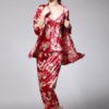 Three Piece Nightwear Silk Like Dragon Printed Lingerie - Image 3