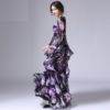 Tulip Floral Print Long Sleeve Vintage Maxi Dress - Image 6