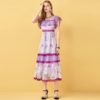 Vintage Embroidery Overlay Tulle Midi Party Dress