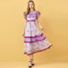 Vintage Embroidery Overlay Tulle Midi Party Dress - Image 3