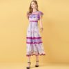 Vintage Embroidery Overlay Tulle Midi Party Dress - Image 4