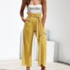 Wide Leg Casual Trousers Pants with Belt - Image 2
