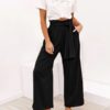Wide Leg Casual Trousers Pants with Belt - Image 5