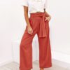 Wide Leg Casual Trousers Pants with Belt - Image 3