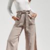 Wide Leg Casual Trousers Pants with Belt - Image 4