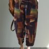 Wide-Legged Elastic Waist Geometric Print Trousers