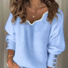 Casual Pullover V Neck Long Sleeves Sweaters - Image 2
