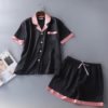Casual Satin Faux Silk Shorts Nightwear Set - Image 3