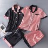 Casual Satin Faux Silk Shorts Nightwear Set - Image 4