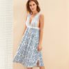 Damask Print Eyelash Floral Lace Nightwear