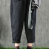 Elastic Waist Pocket Cotton Casual Pants - Image 4