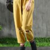 Elastic Waist Pocket Cotton Casual Pants - Image 5