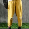 Elastic Waist Pocket Cotton Casual Pants - Image 6