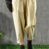 Elastic Waist Pocket Cotton Casual Pants - Image 9