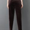 Elastic Waist Pockets Solid Color Velvet Pants - Image 8