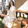 Elegant Loose A-line Ruffles Knitted Pullover Vestidos Sweater Dress - Image 4