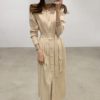 Elegant Single Breasted O-neck Lace Up Sweater Dress