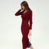 Elegant V-neck Full Sleeve Skinny Sweater Dress - Image 2
