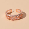 Engagement Rings Rose Rhinestone Decor Open Cuff Finger Jewelry - Image 2
