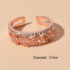 Engagement Rings Rose Rhinestone Decor Open Cuff Finger Jewelry - Image 4