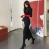 Fashion Patchwork Hit Color Knitted Cotton Skinny Sweater Dress - Image 4