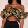 Sexy Short Sleeve Slash Neck Crop Tops