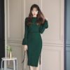 Flare Sleeve Knitted Sweater And Hip Packaged Skirt