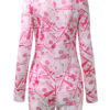 Floral Print Jewel Neck Long Sleeves Buttons Polyester Skinny Jumpsuit - Image 5