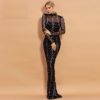 High Neck Sequin Long Sleeve Party Maxi Dresses - Image 5