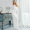 High Neck Sequin Long Sleeve Party Maxi Dresses
