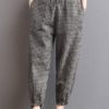 High Waist Plaid Long Harem Pants - Image 4