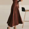Lace Up Slim Waist Solid Knitted Pullover Sweater Dress - Image 4
