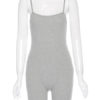 Letters Print Straps Neck Sleeveless Polyester Skinny One Piece Outfit - Image 4