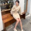Long Sleeve Basic Knitted Pullovers Sweater Dress - Image 3