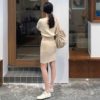Long Sleeve Basic Knitted Pullovers Sweater Dress - Image 4