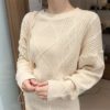 Long Sleeve Basic Knitted Pullovers Sweater Dress - Image 5