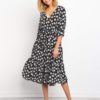Long Sleeve Elegant Vintage A Line Floral Print Dress - Image 3