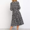 Long Sleeve Elegant Vintage A Line Floral Print Dress - Image 5