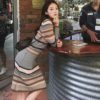 O-Neck Elegant Striped Vintage Slim Sweater Dress - Image 2