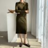O-Neck Single-Breasted Straight Sweater Dress - Image 6
