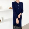 O-Neck Single-Breasted Straight Sweater Dress - Image 9