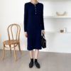 O-Neck Single-Breasted Straight Sweater Dress - Image 10