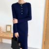 O-Neck Single-Breasted Straight Sweater Dress - Image 13