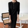 O-Neck Single-Breasted Straight Sweater Dress - Image 14