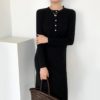 O-Neck Single-Breasted Straight Sweater Dress - Image 17