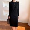 O-Neck Single-Breasted Straight Sweater Dress - Image 18