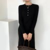 O-Neck Single-Breasted Straight Sweater Dress - Image 19