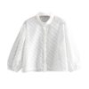 Polka Dot Transparent Three Quarter Sleeve Sexy Blouse - Image 3