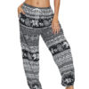Raised Waist Lace Up Animal Print Loose Leg Long Trousers - Image 2